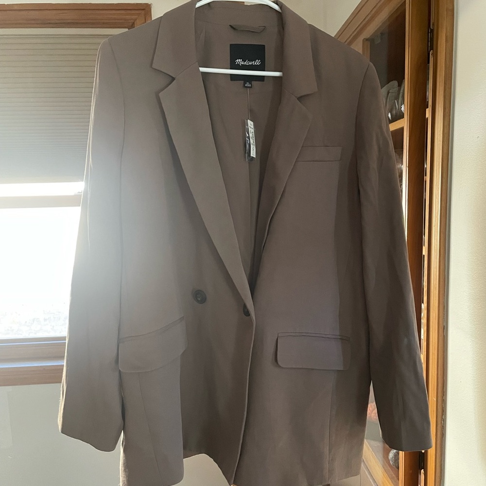Madewell Drapeweave Caldwell Double-Breasted Blazer- Castle Rock